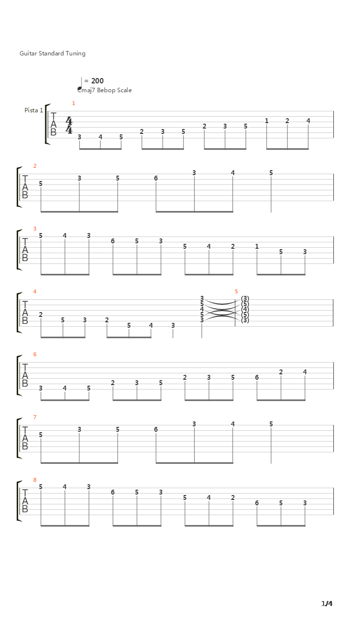 爵士练习(jazz) - Jazz Bebop Scale吉他谱