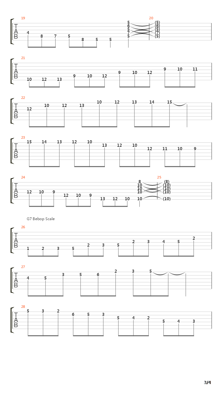 爵士练习(jazz) - Jazz Bebop Scale吉他谱