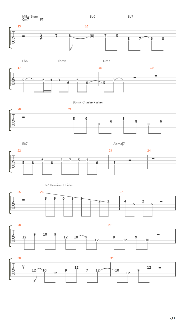 爵士练习(jazz) - Jazz Licks Ii V I And V7吉他谱