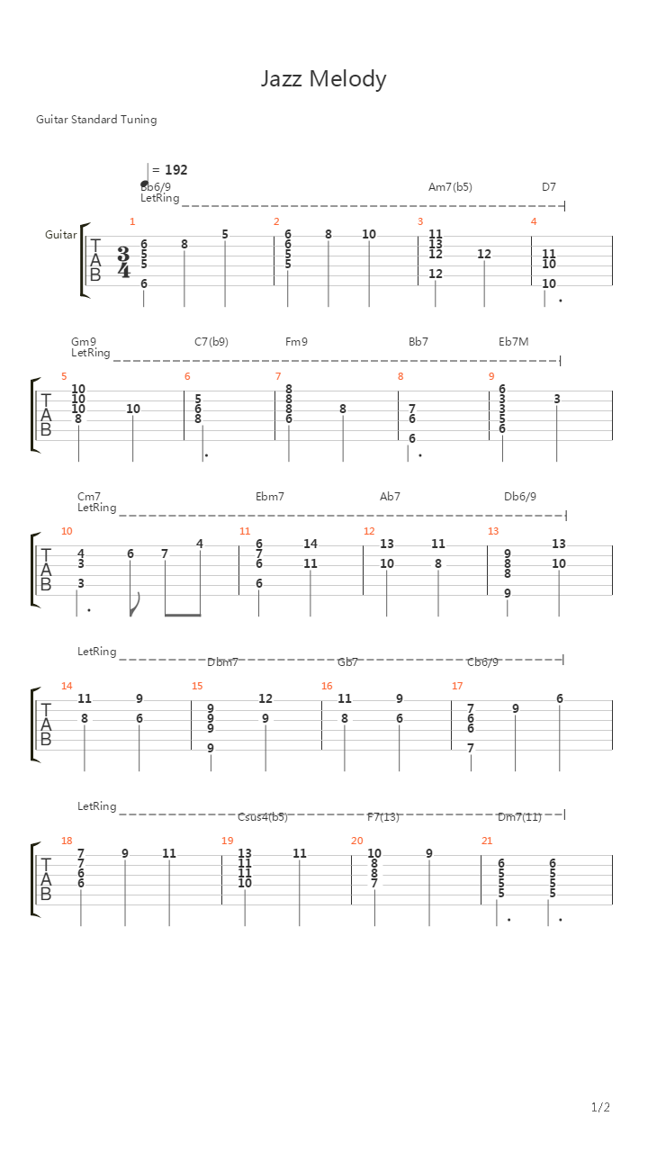 爵士练习(jazz) - Jazz Melody吉他谱