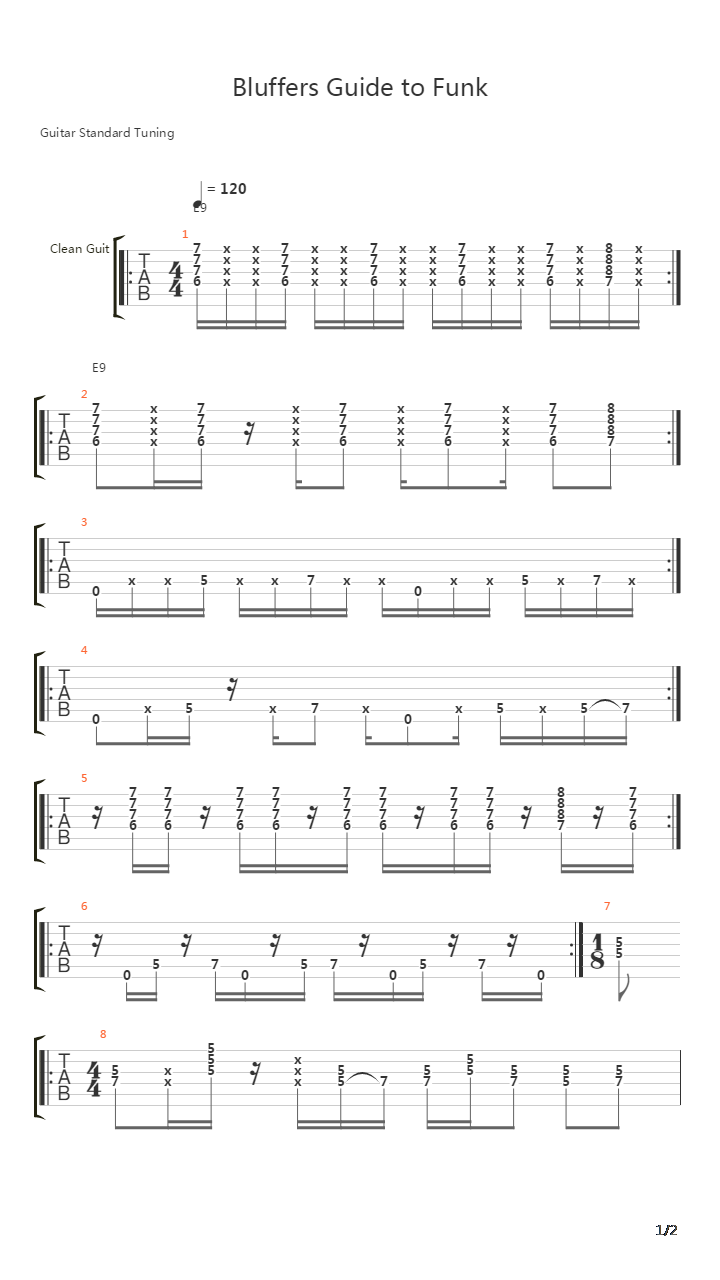 放克练习(funk) - Bluffers Guide To Funk吉他谱