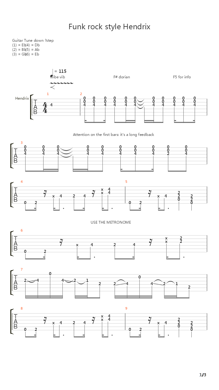 放克练习(funk) - Funk-rock In The Style Of Hendrix吉他谱