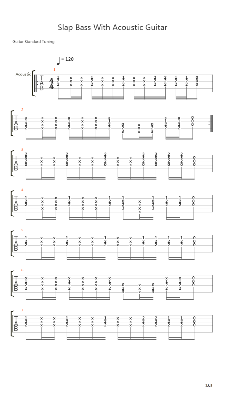 放克练习(funk) - Slap Bass With Acoustic Guitar吉他谱