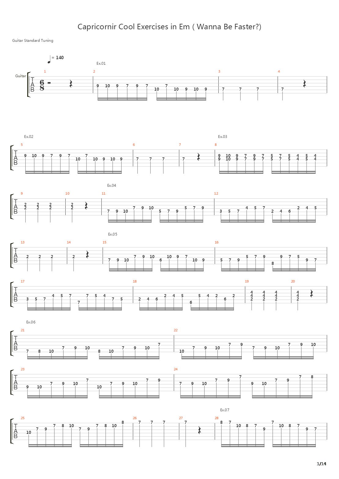 指弹练习(fingerpicking) - Capricornir Exercises In Em吉他谱