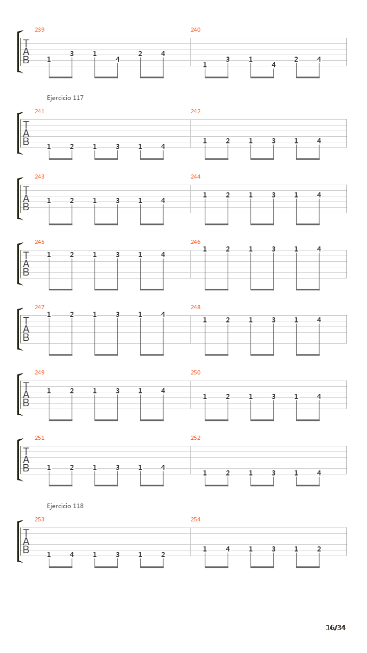 指弹练习(fingerpicking) - Exercises - 97-140吉他谱