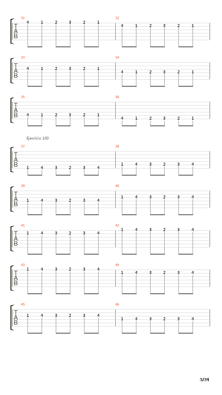 指弹练习(fingerpicking) - Exercises - 97-140吉他谱