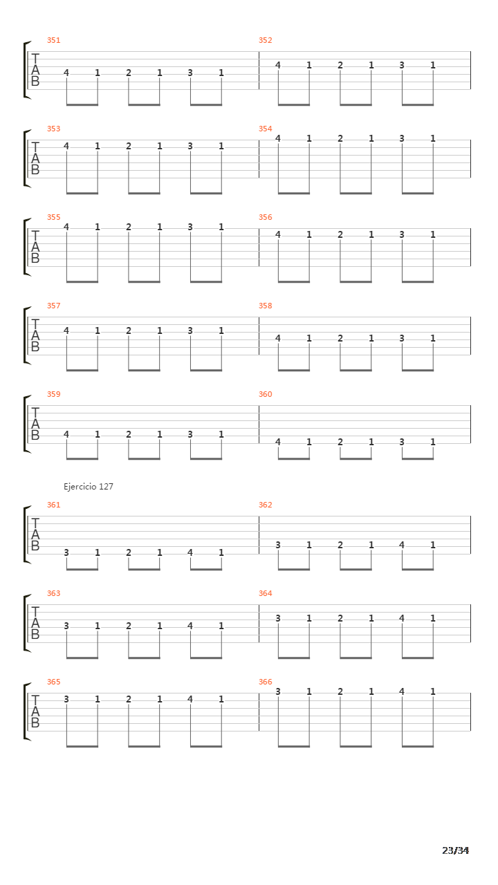 指弹练习(fingerpicking) - Exercises - 97-140吉他谱