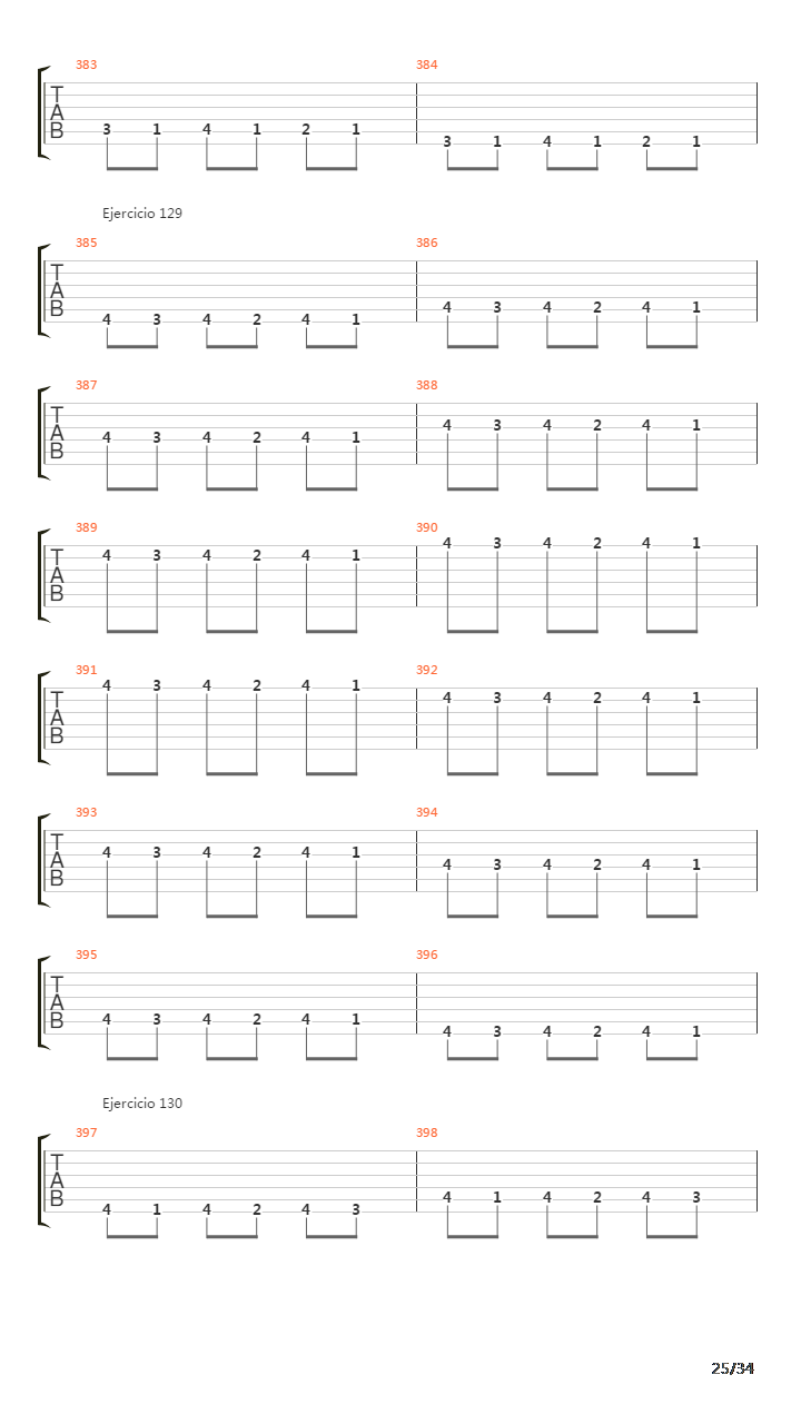 指弹练习(fingerpicking) - Exercises - 97-140吉他谱