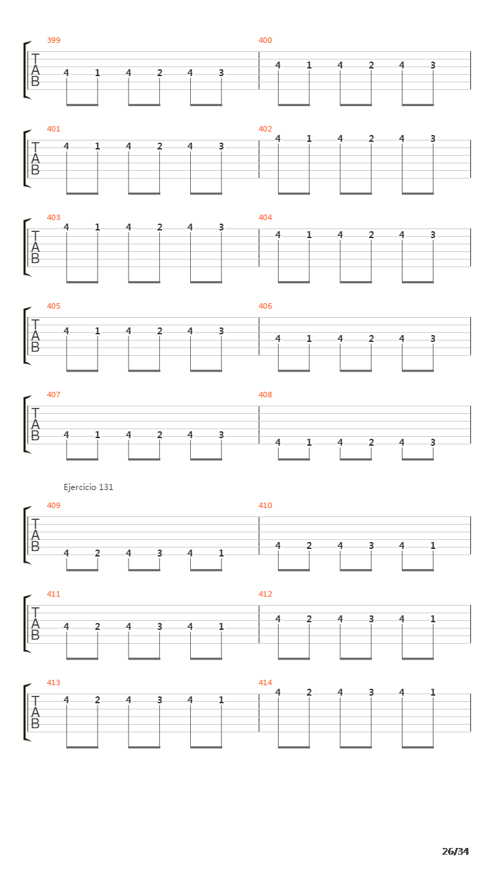 指弹练习(fingerpicking) - Exercises - 97-140吉他谱