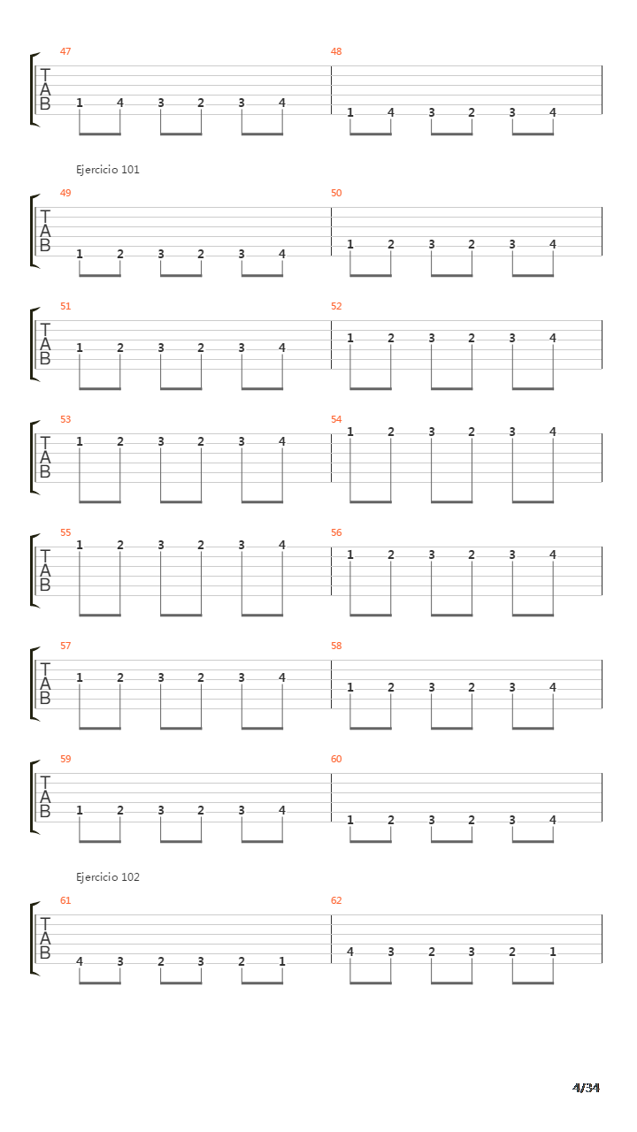 指弹练习(fingerpicking) - Exercises - 97-140吉他谱