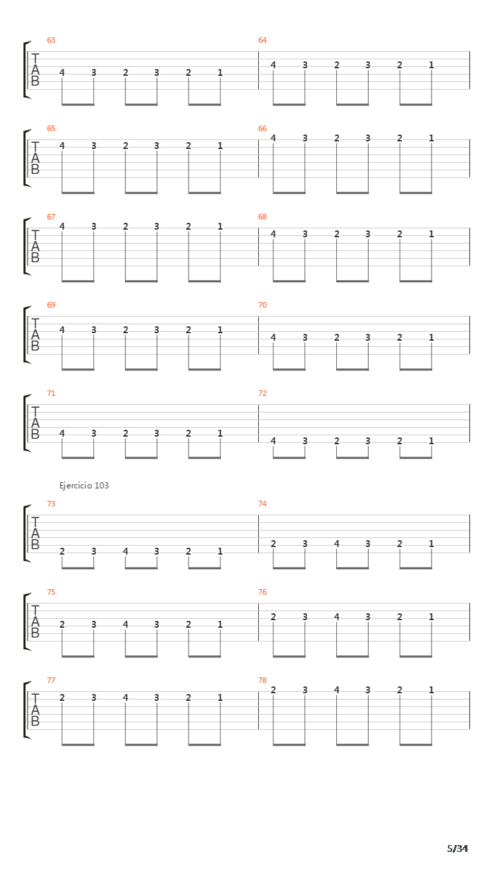 指弹练习(fingerpicking) - Exercises - 97-140吉他谱