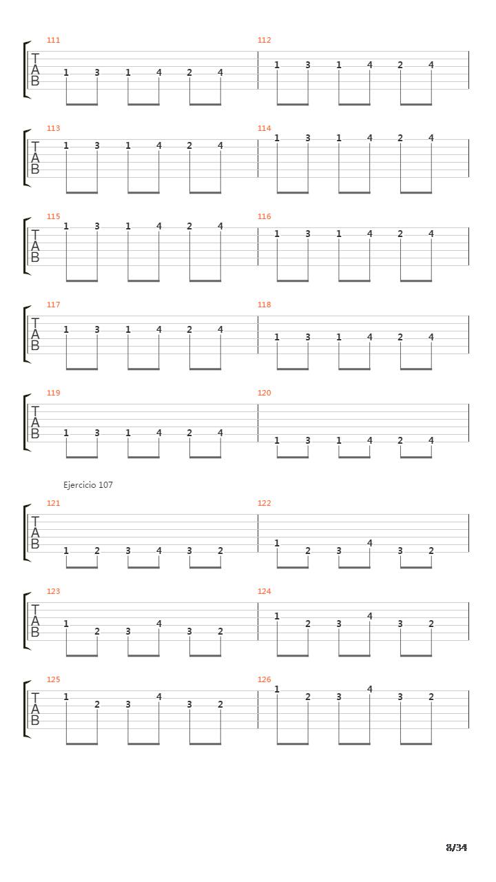 指弹练习(fingerpicking) - Exercises - 97-140吉他谱