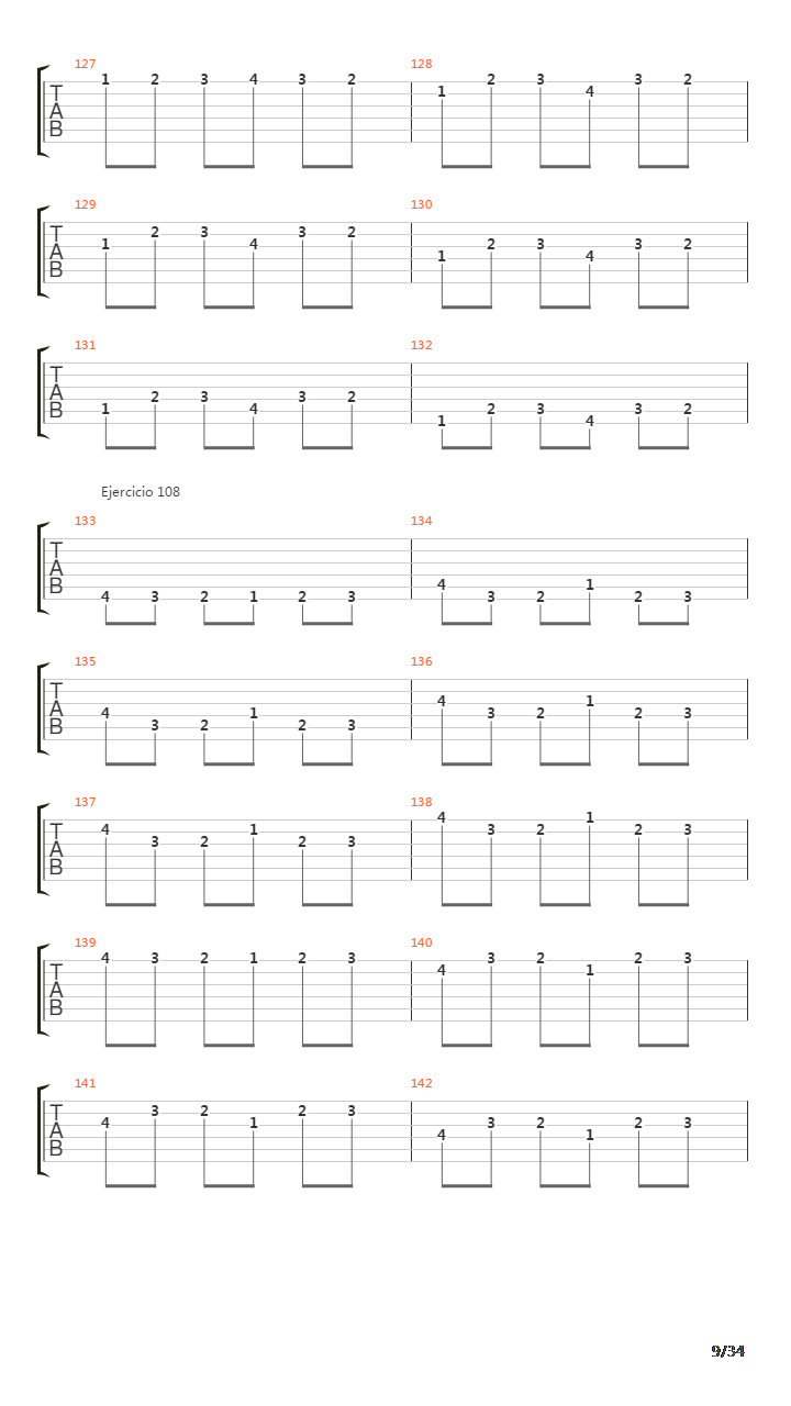 指弹练习(fingerpicking) - Exercises - 97-140吉他谱