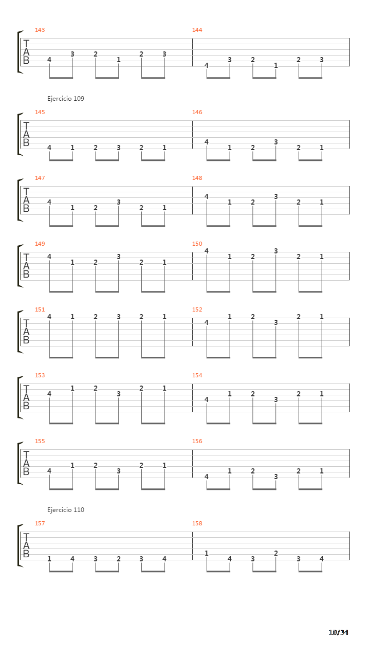 指弹练习(fingerpicking) - Exercises - 97-140吉他谱