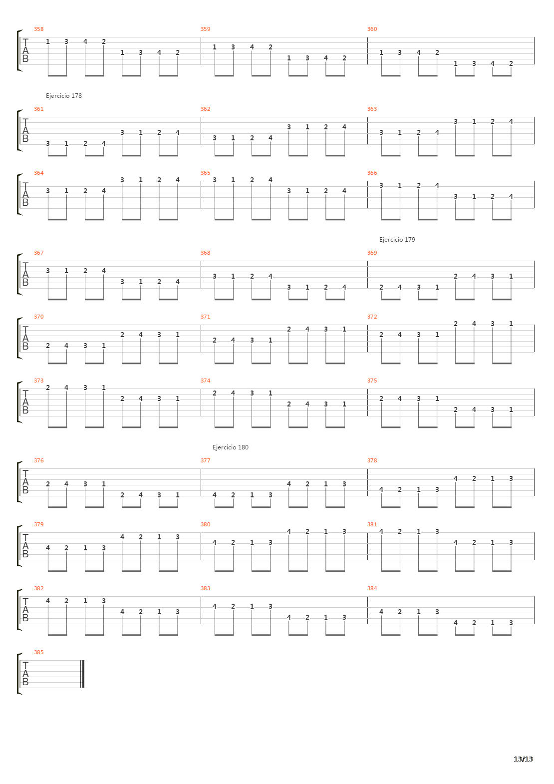 指弹练习(fingerpicking) - Exercises - 141-180吉他谱