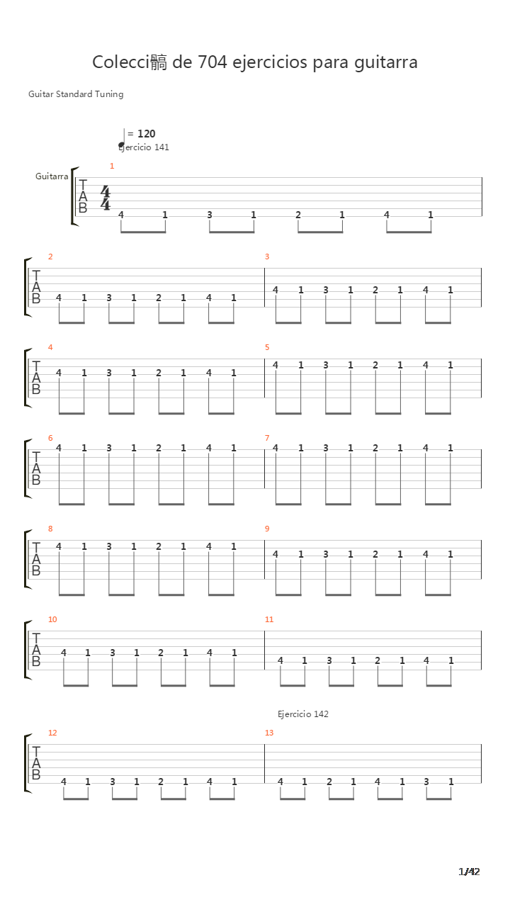 指弹练习(fingerpicking) - Exercises - 141-180吉他谱