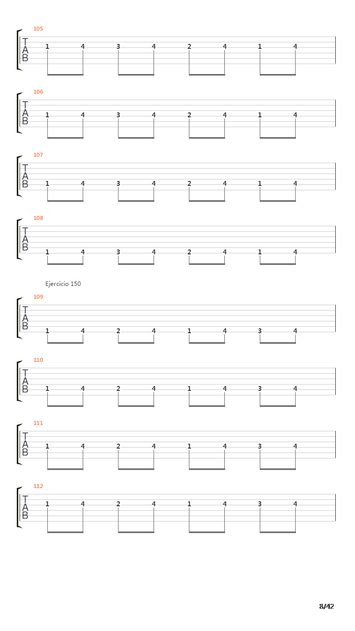 指弹练习(fingerpicking) - Exercises - 141-180吉他谱