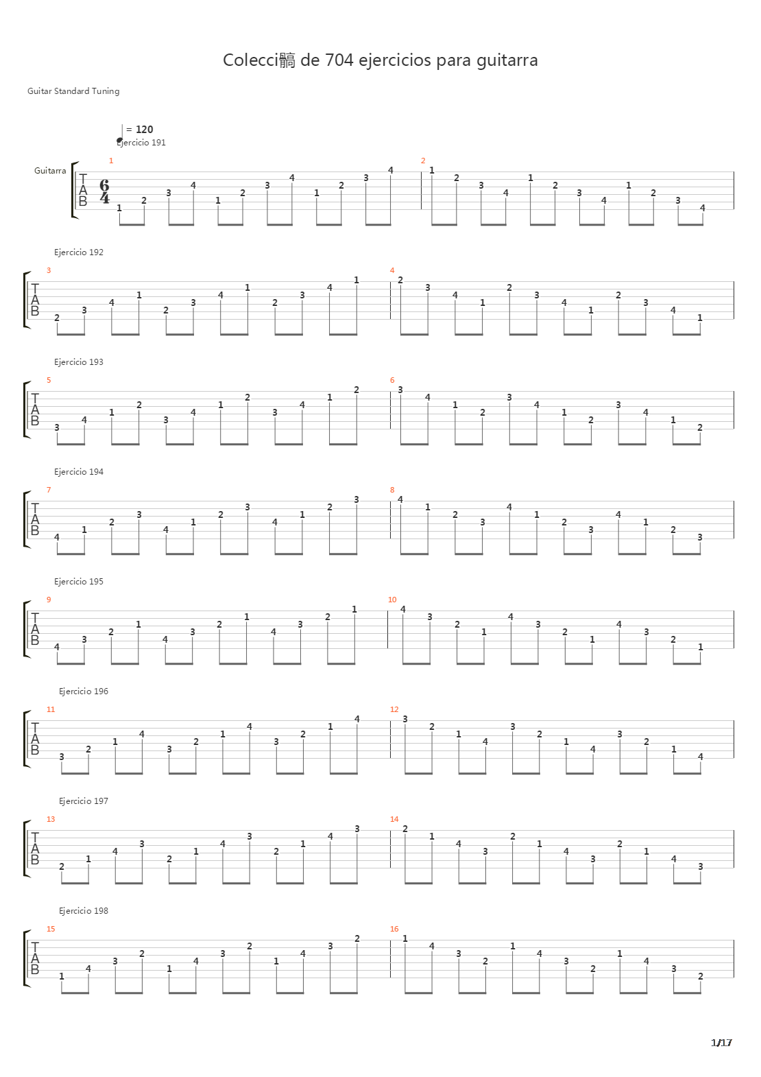 指弹练习(fingerpicking) - Exercises - 191-334吉他谱