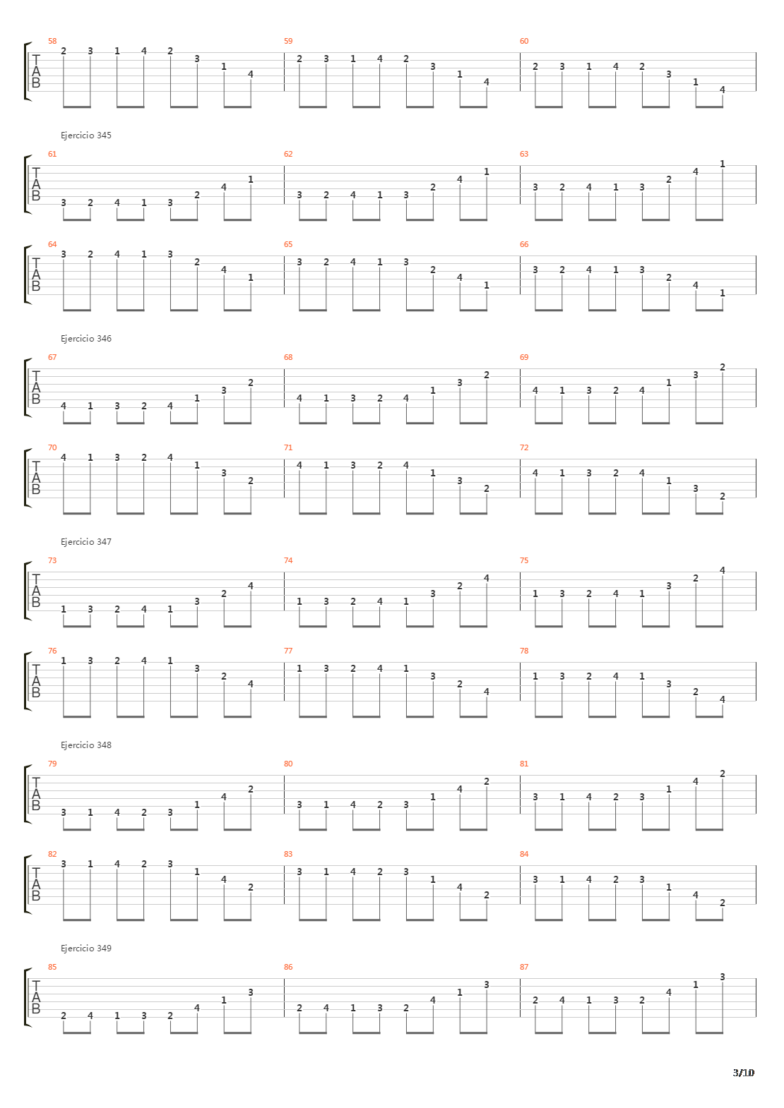 指弹练习(fingerpicking) - Exercises - 335-382吉他谱