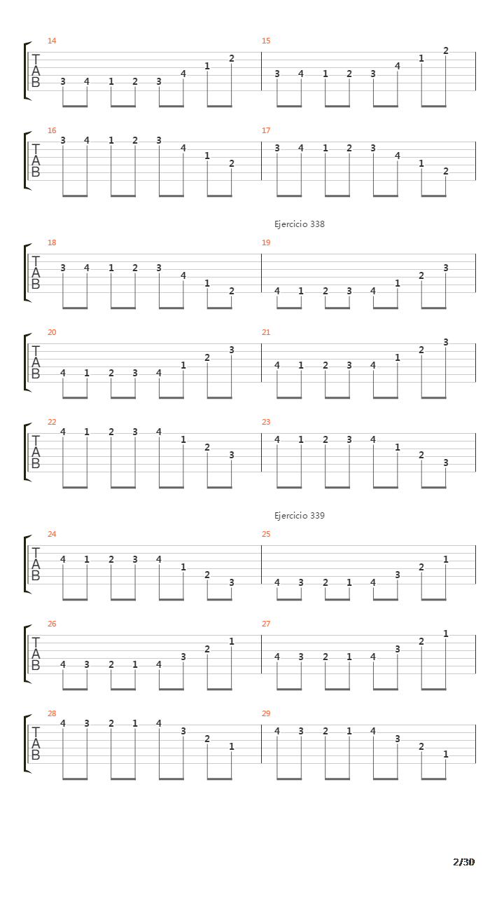 指弹练习(fingerpicking) - Exercises - 335-382吉他谱