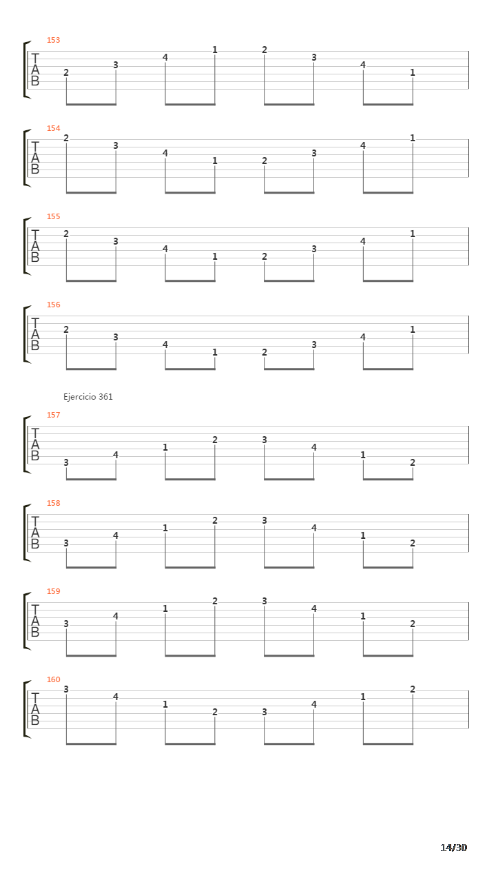 指弹练习(fingerpicking) - Exercises - 335-382吉他谱