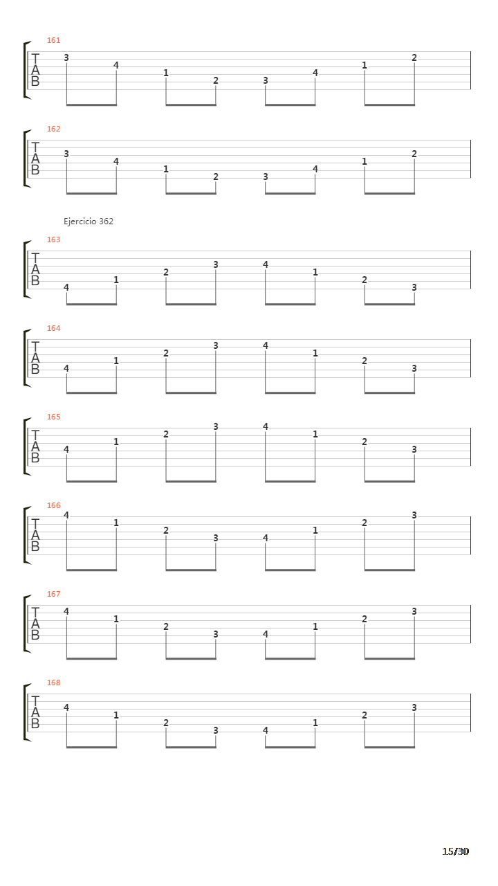 指弹练习(fingerpicking) - Exercises - 335-382吉他谱