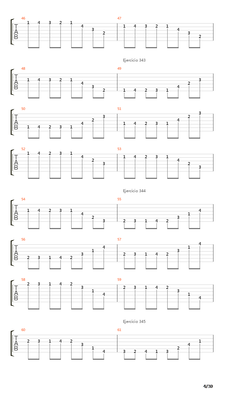 指弹练习(fingerpicking) - Exercises - 335-382吉他谱