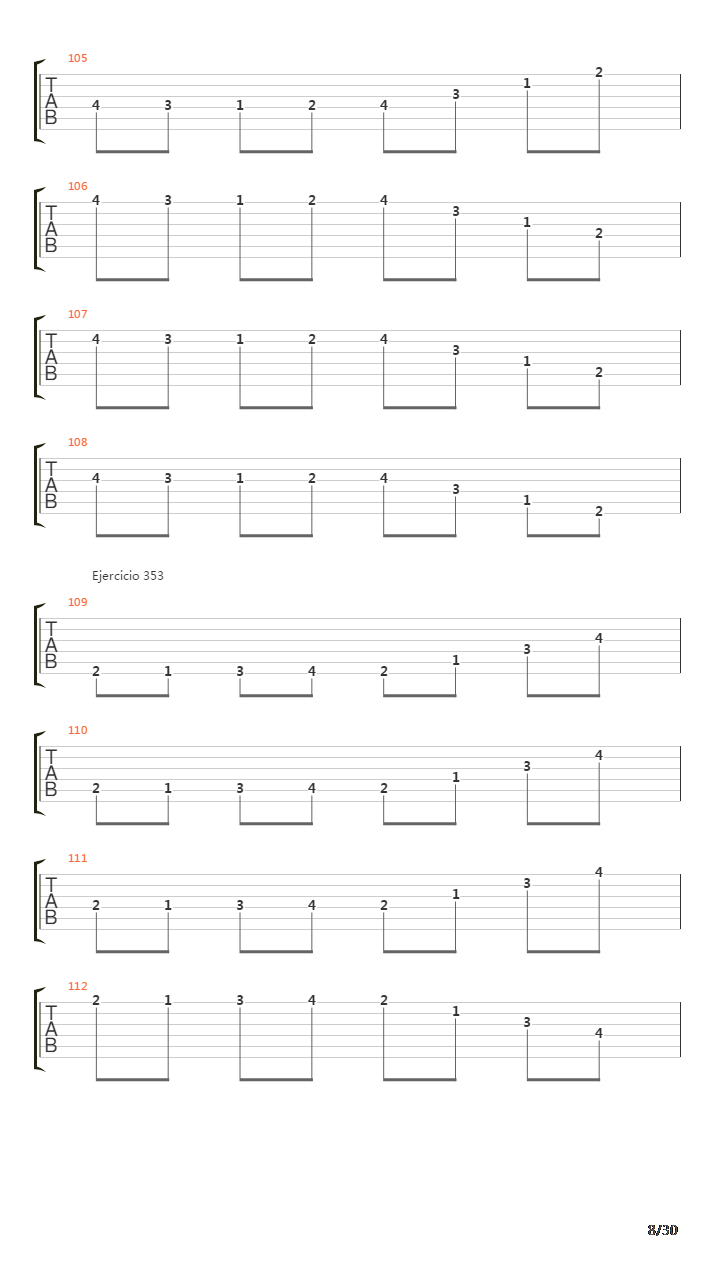 指弹练习(fingerpicking) - Exercises - 335-382吉他谱