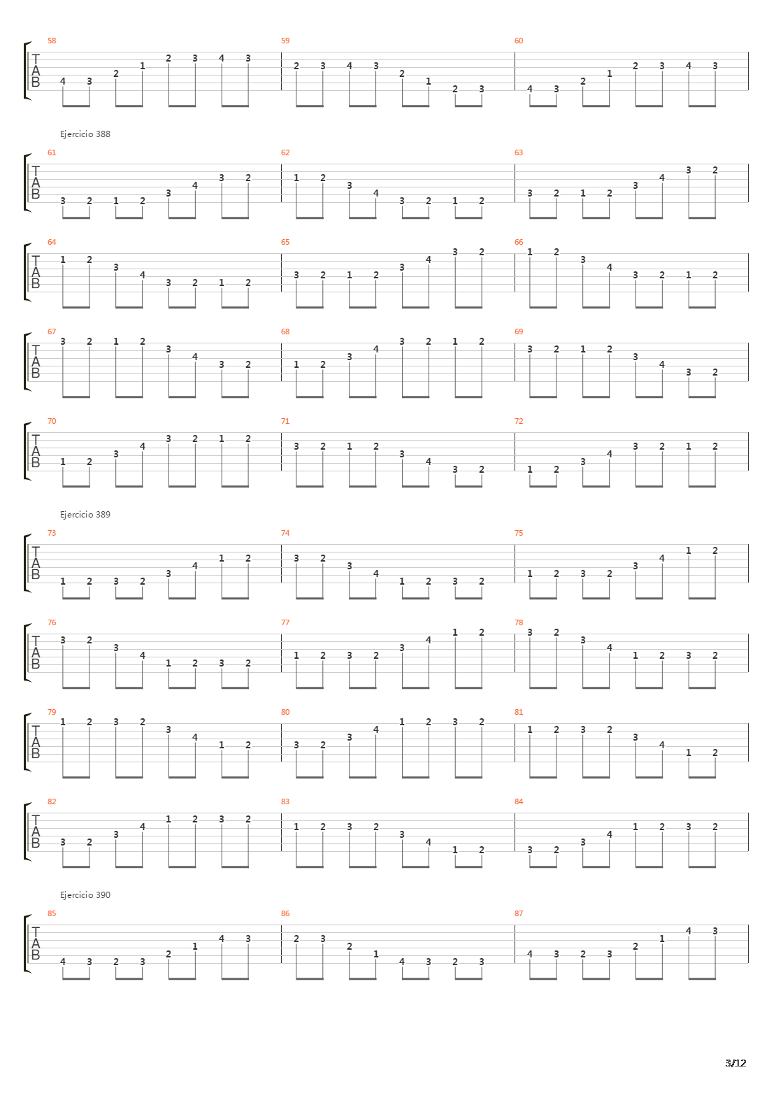 指弹练习(fingerpicking) - Exercises - 383-416吉他谱