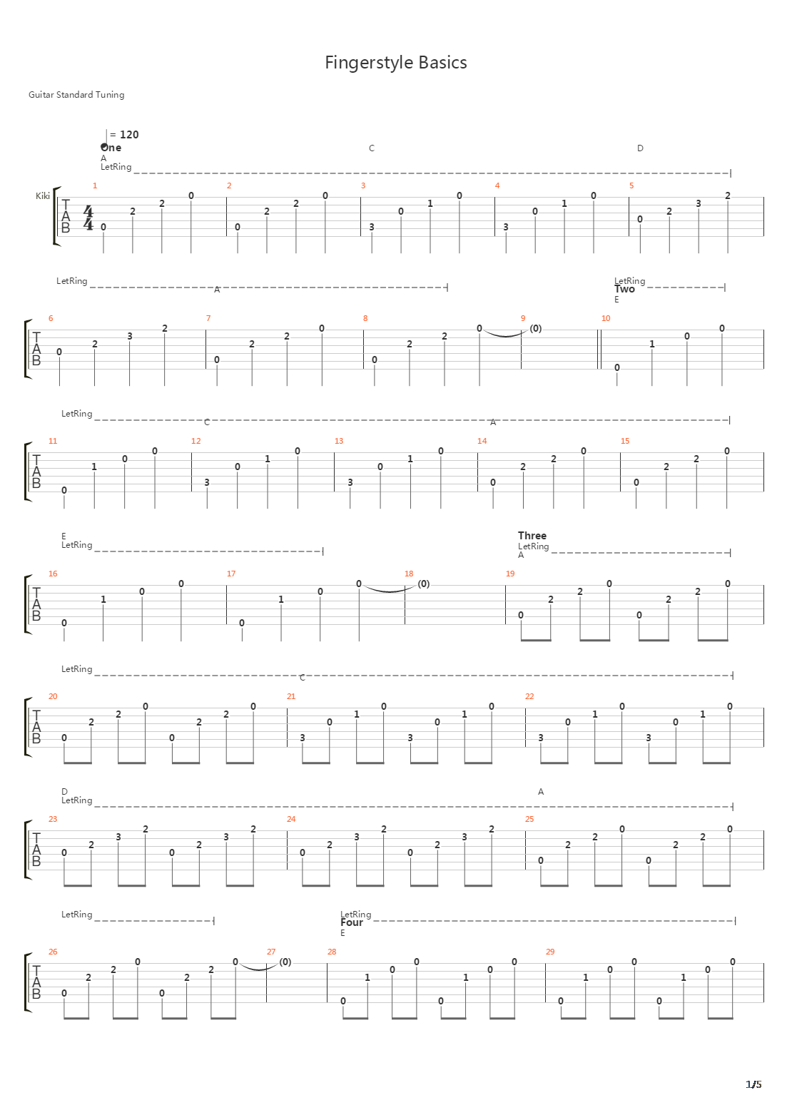 指弹练习(fingerpicking) - Fingerstyle Basics吉他谱