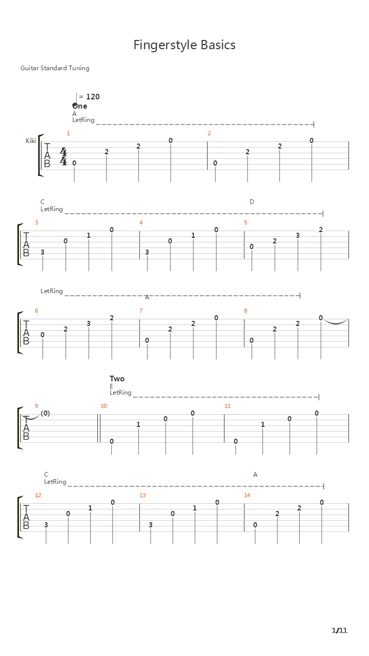 指弹练习(fingerpicking) - Fingerstyle Basics吉他谱