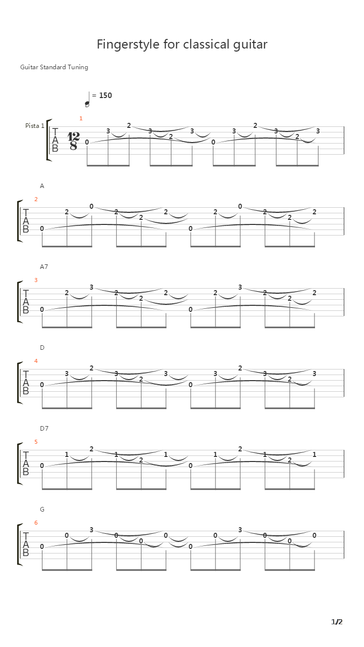 指弹练习(fingerpicking) - Fingerstyle For Classical Guitar吉他谱