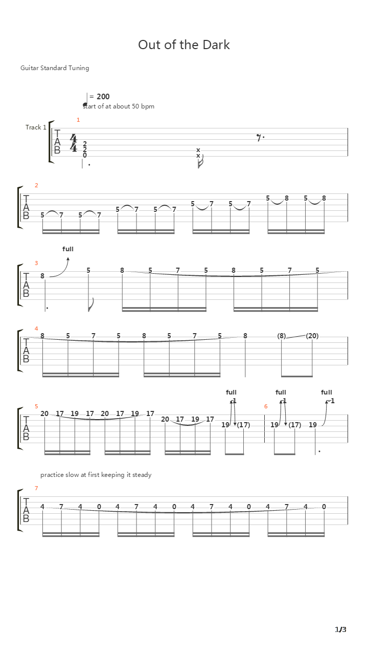 指弹练习(fingerpicking) - Speed Exercise - Out Of The Dark吉他谱