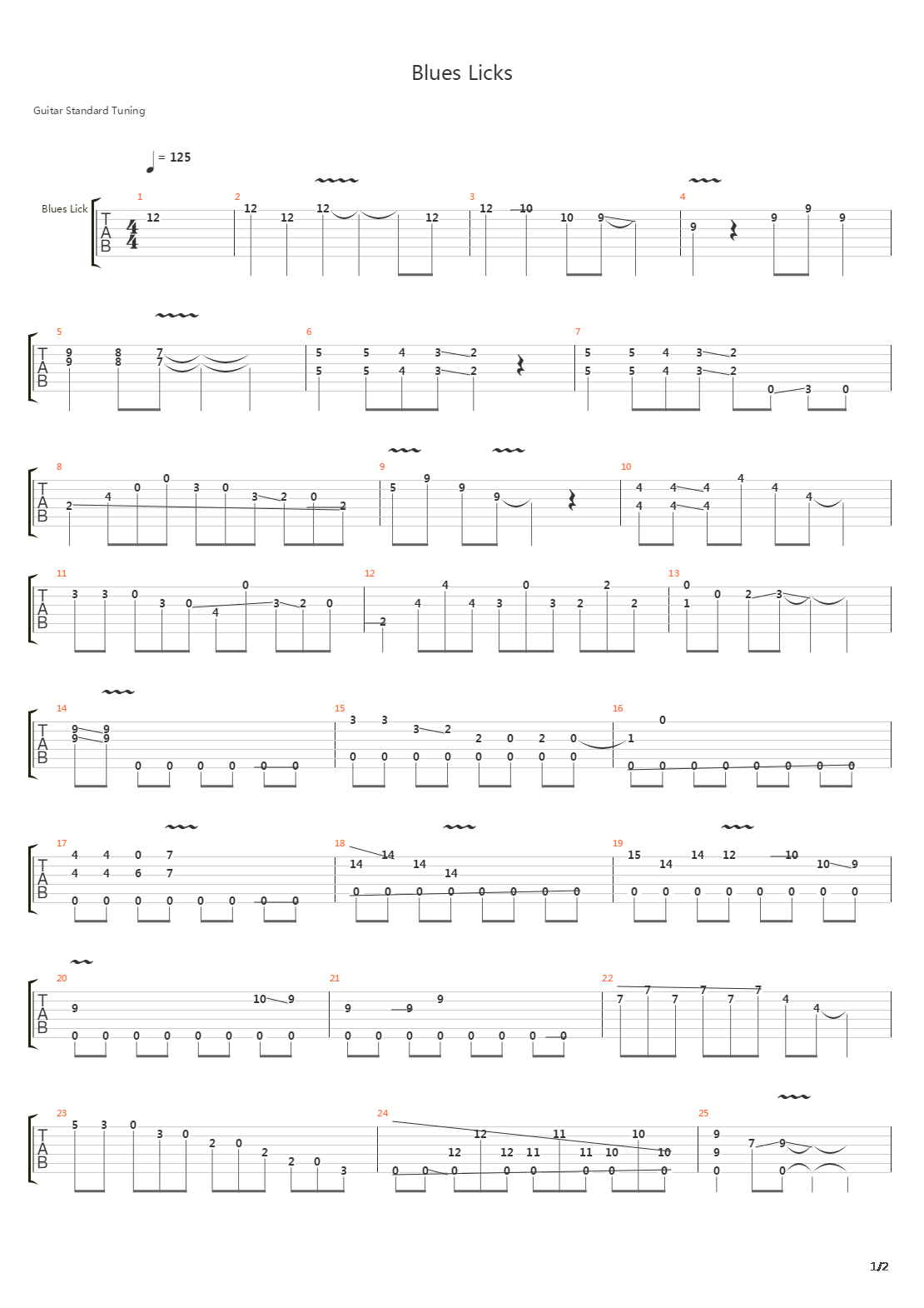 布鲁斯练习 - Blues Licks - Blues Licks From Arlen Roth吉他谱