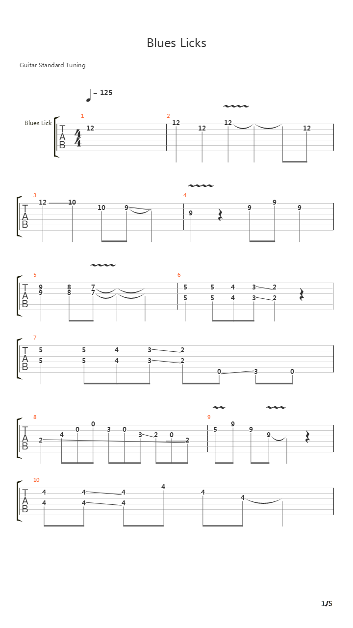 布鲁斯练习 - Blues Licks - Blues Licks From Arlen Roth吉他谱