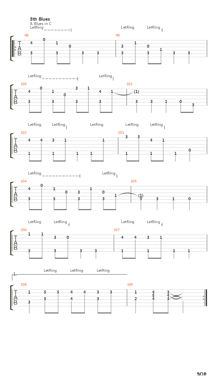 布鲁斯练习 - Easy Blues For Acoustic Guitar吉他谱