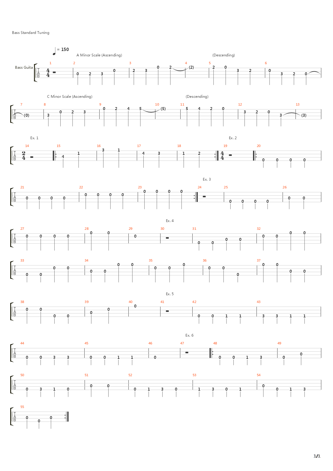 贝司练习 - Bass Exercises Part I吉他谱