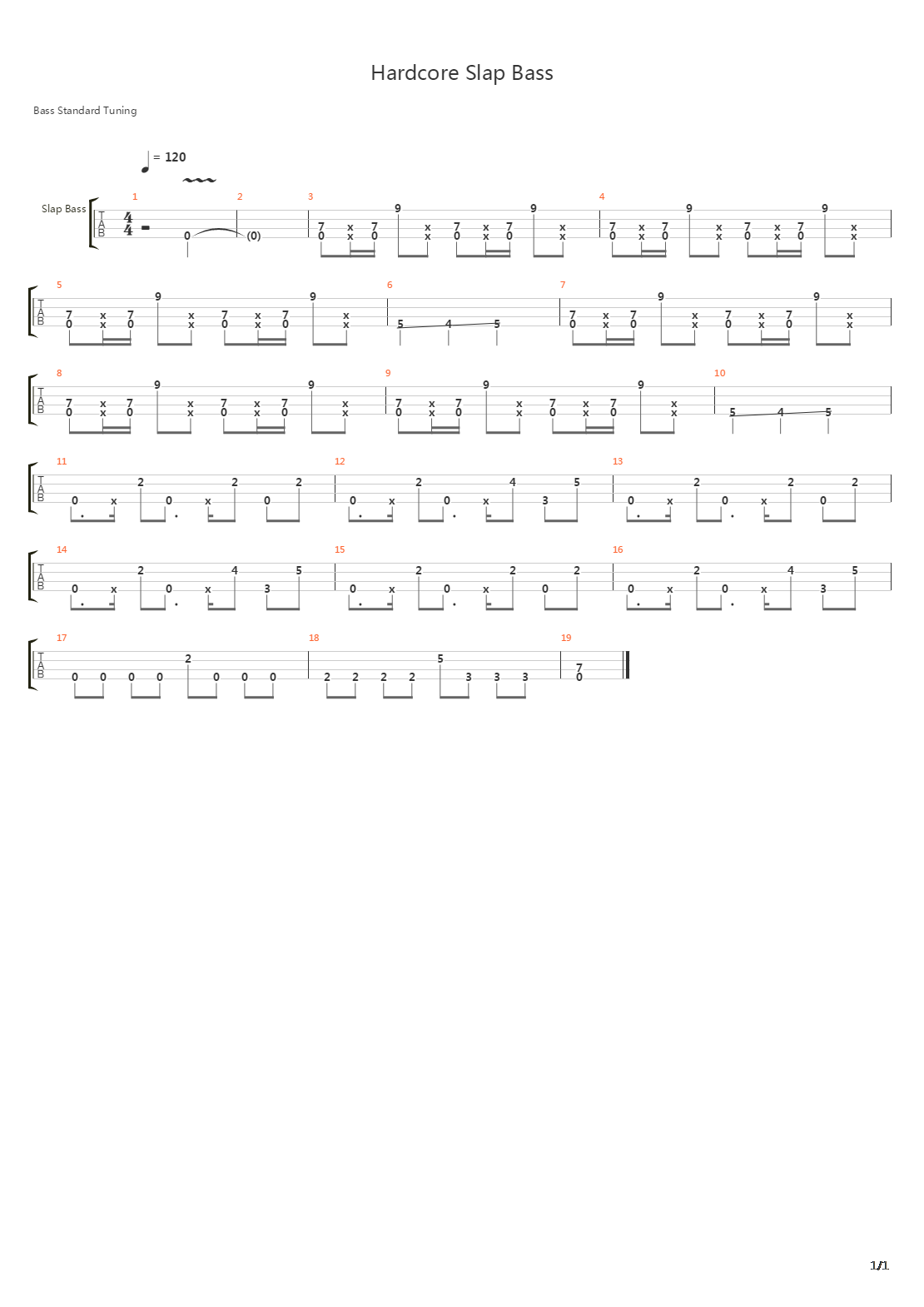 贝司练习 - Hardcore Slape Bass吉他谱