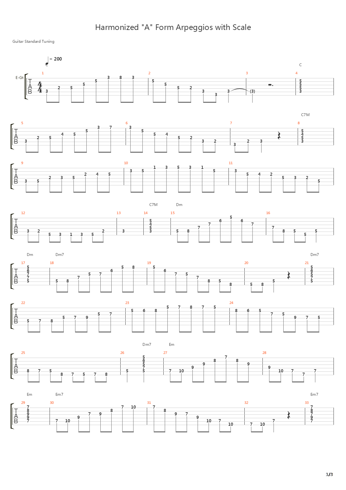 A Form Arpeggios Harmonized With Scale吉他谱