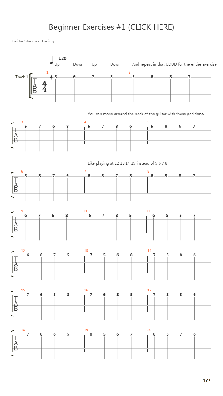 Beginner Exercises - Alternate Picking吉他谱