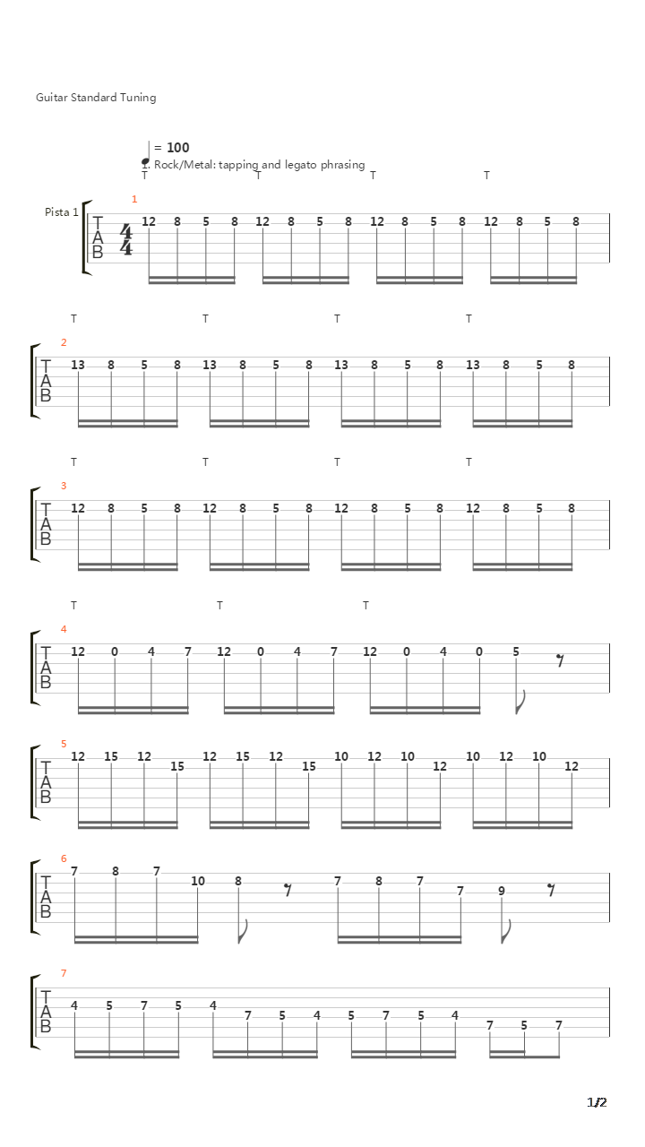 Guitar Grade 6 Rockmetal Tapping And Legato Phrasing吉他谱