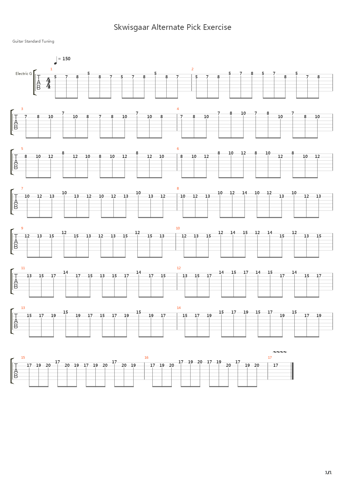 Skwisgaar Alternate Pick Exercise吉他谱