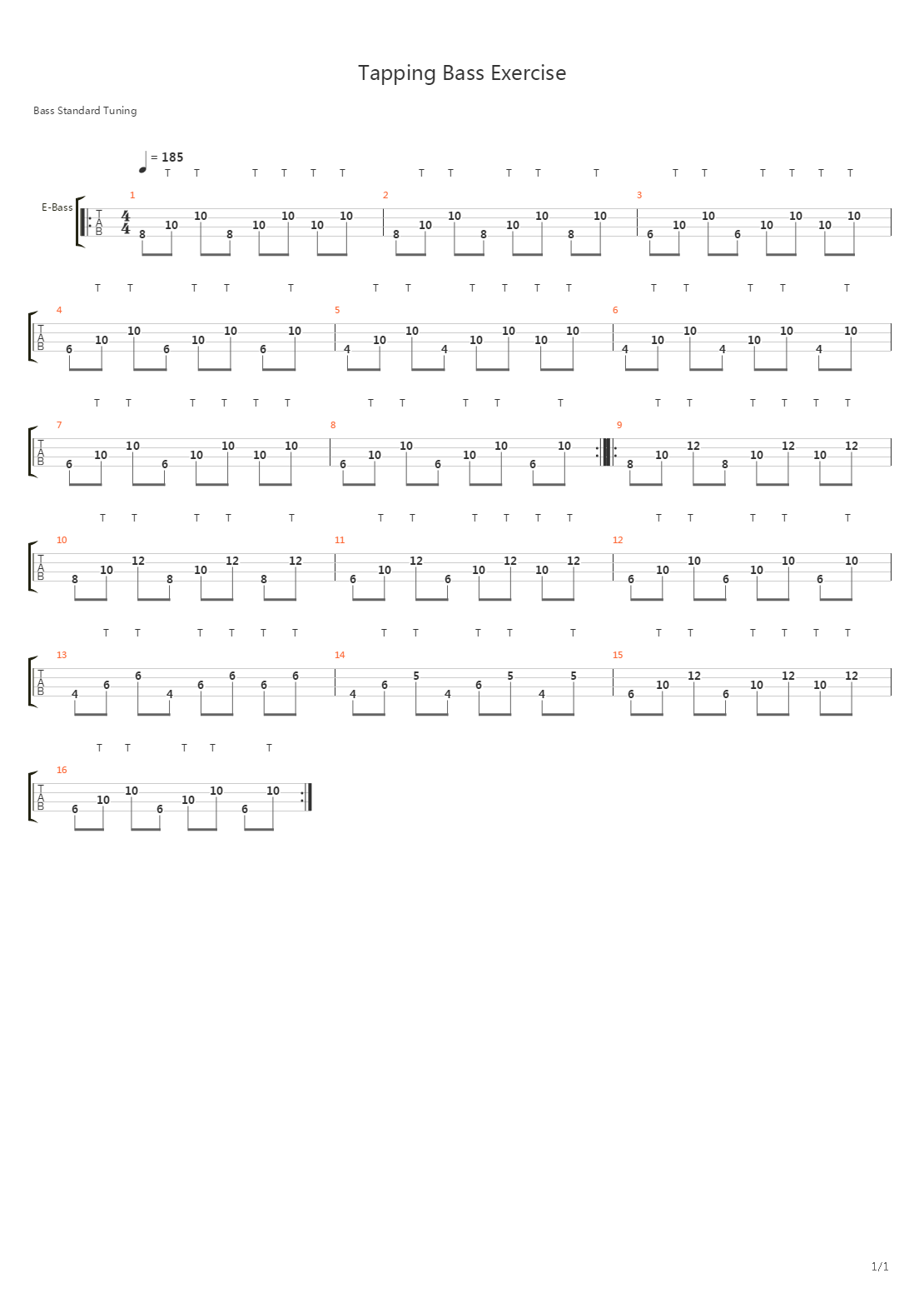 音阶练习 - Tapping Bass Exercise吉他谱