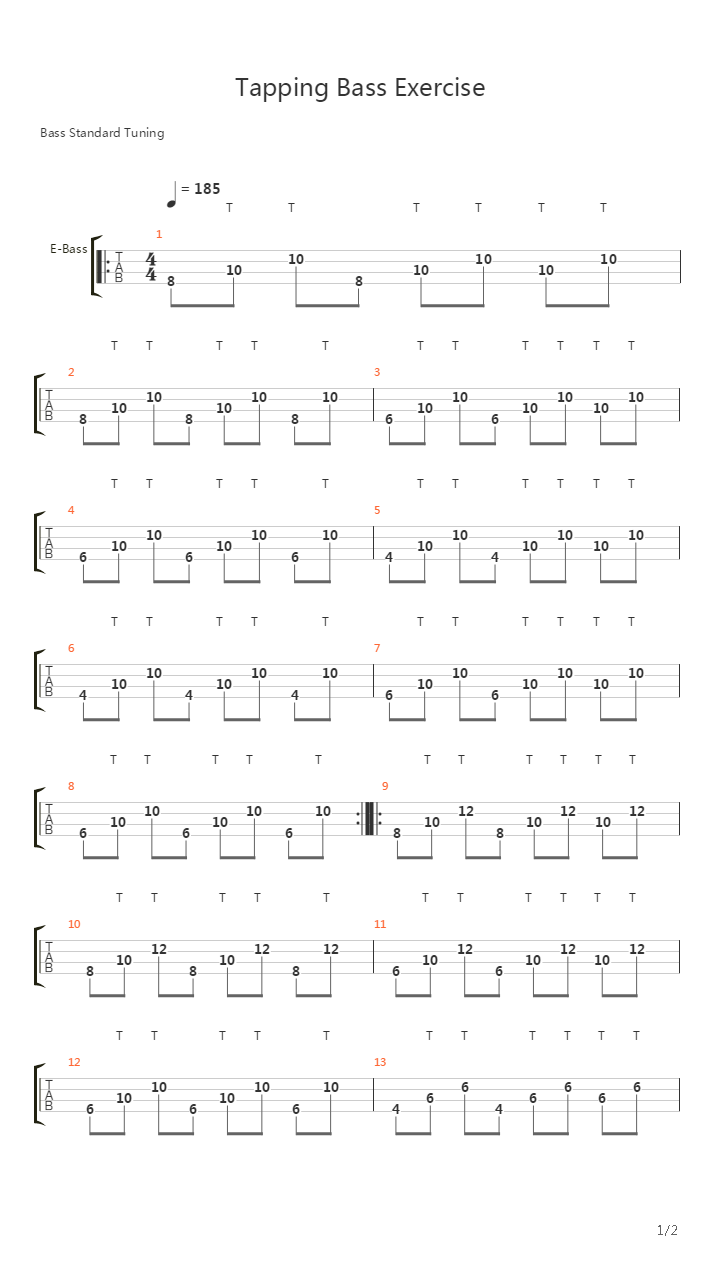 音阶练习 - Tapping Bass Exercise吉他谱