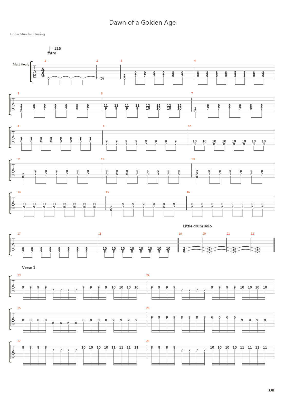 Dawn Of A Golden Age吉他谱