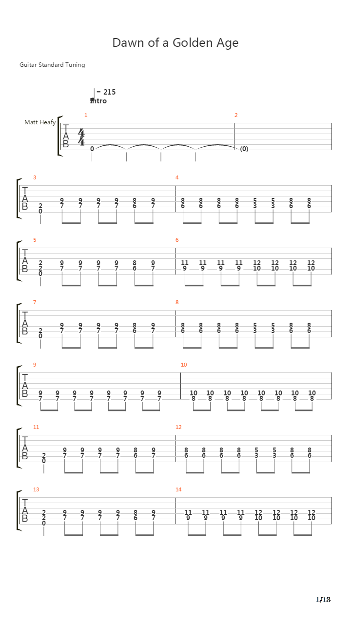 Dawn Of A Golden Age吉他谱