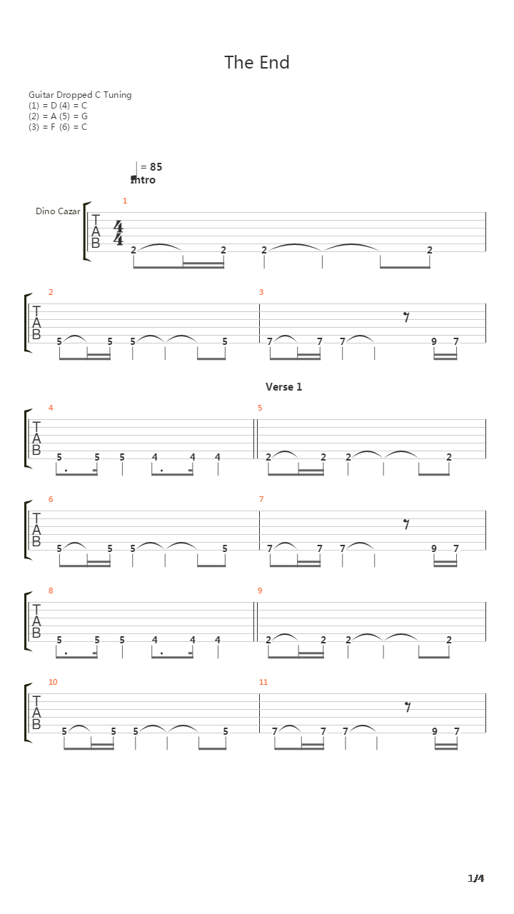 The End吉他谱