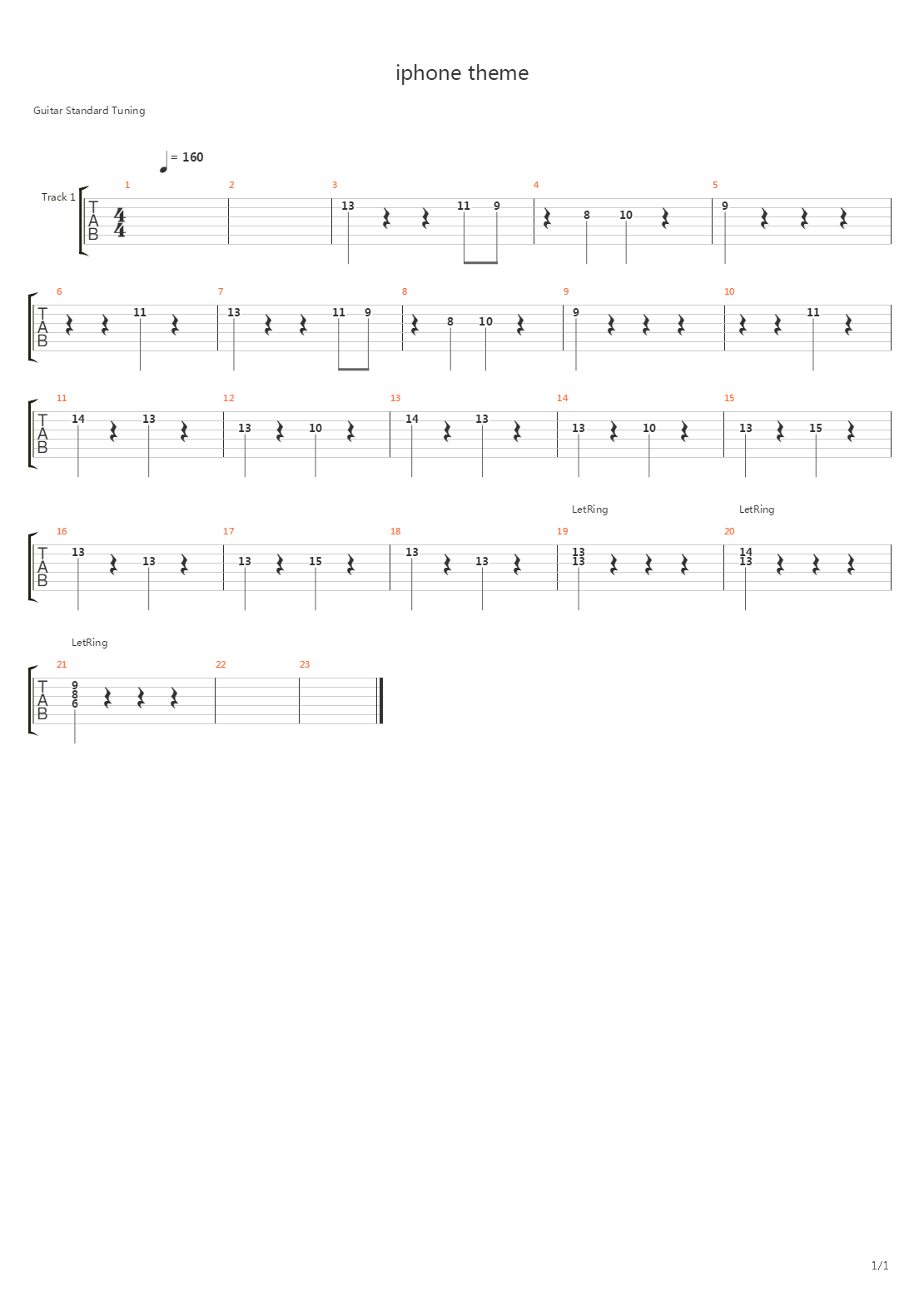 iphone theme吉他谱