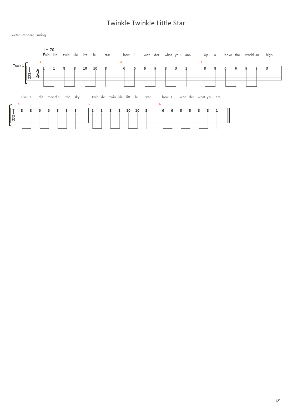 Twinkle Twinkle Little Star吉他谱