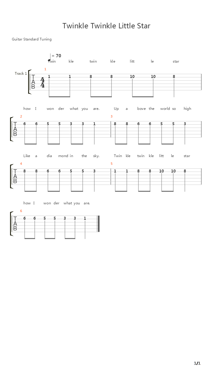 Twinkle Twinkle Little Star吉他谱